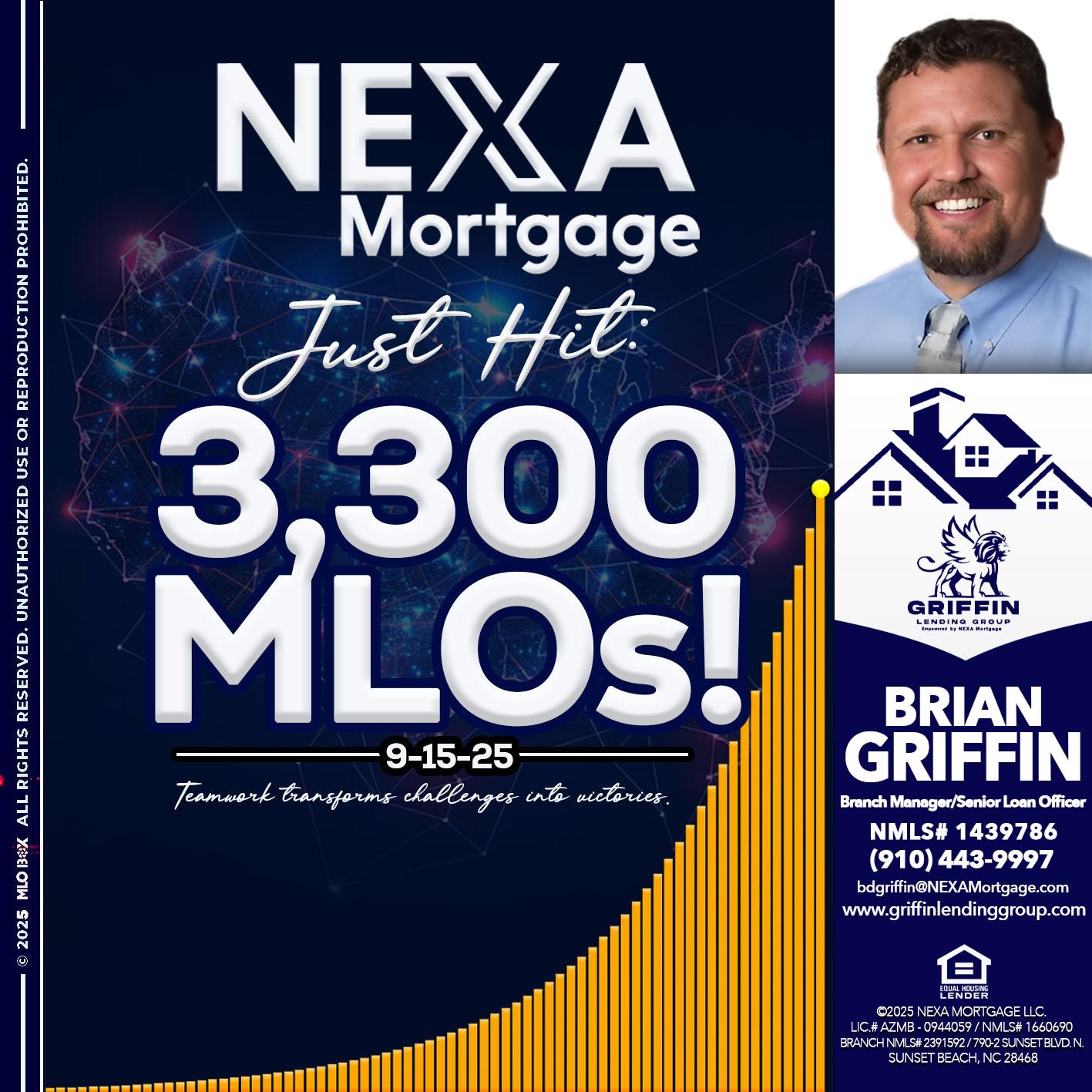 NEXA JUST HIT 3300 MLOS - Brian Griffin -Senior Mortgage Consultant