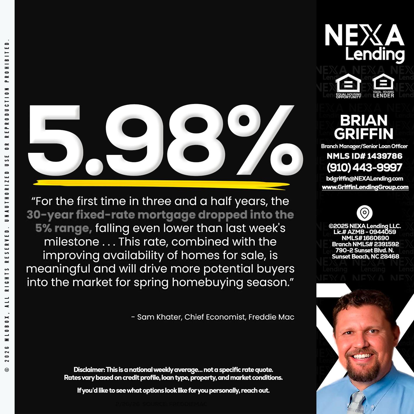 5.98% - Brian Griffin -Senior Mortgage Consultant