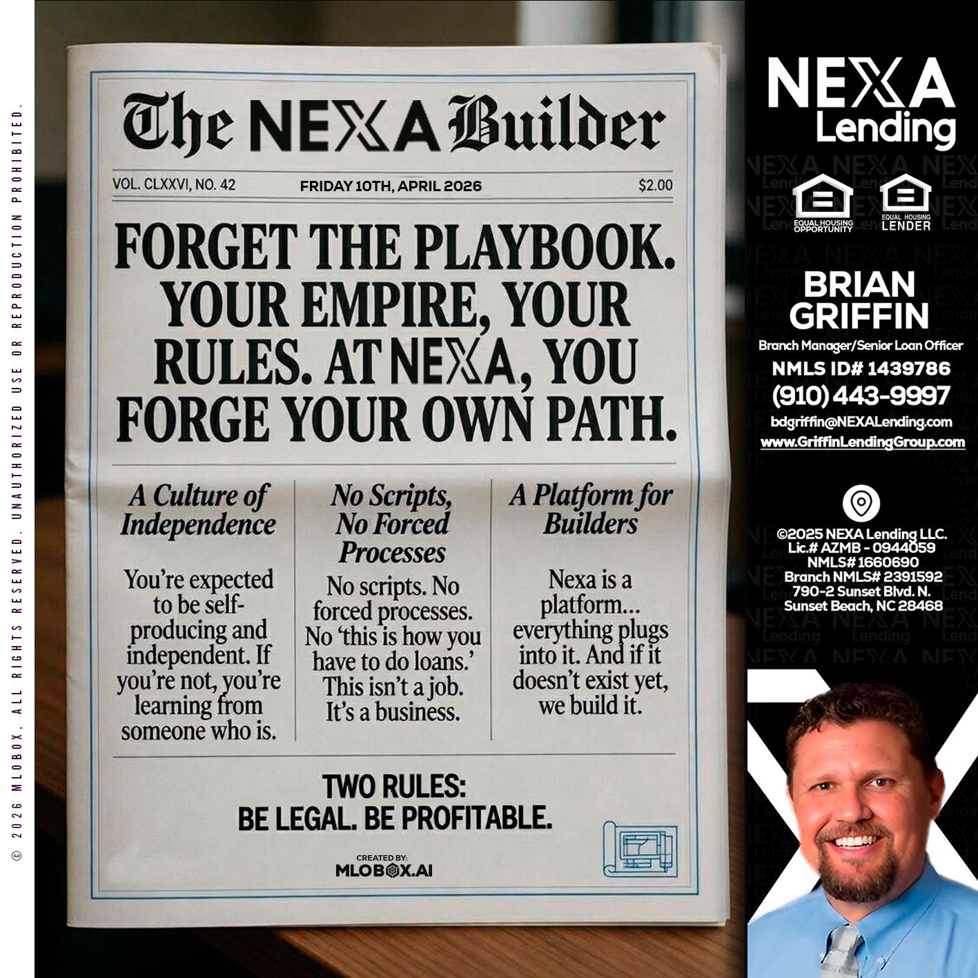 THE NEXA BUILDER - Brian Griffin -Senior Mortgage Consultant