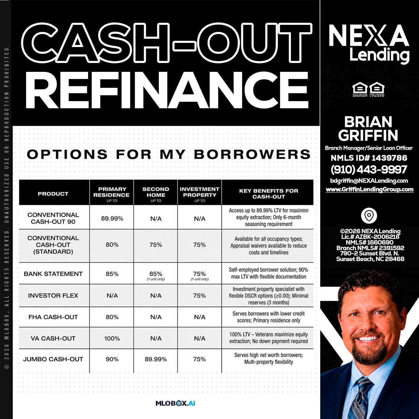 CASH OUT - Brian Griffin -Mortgage Broker