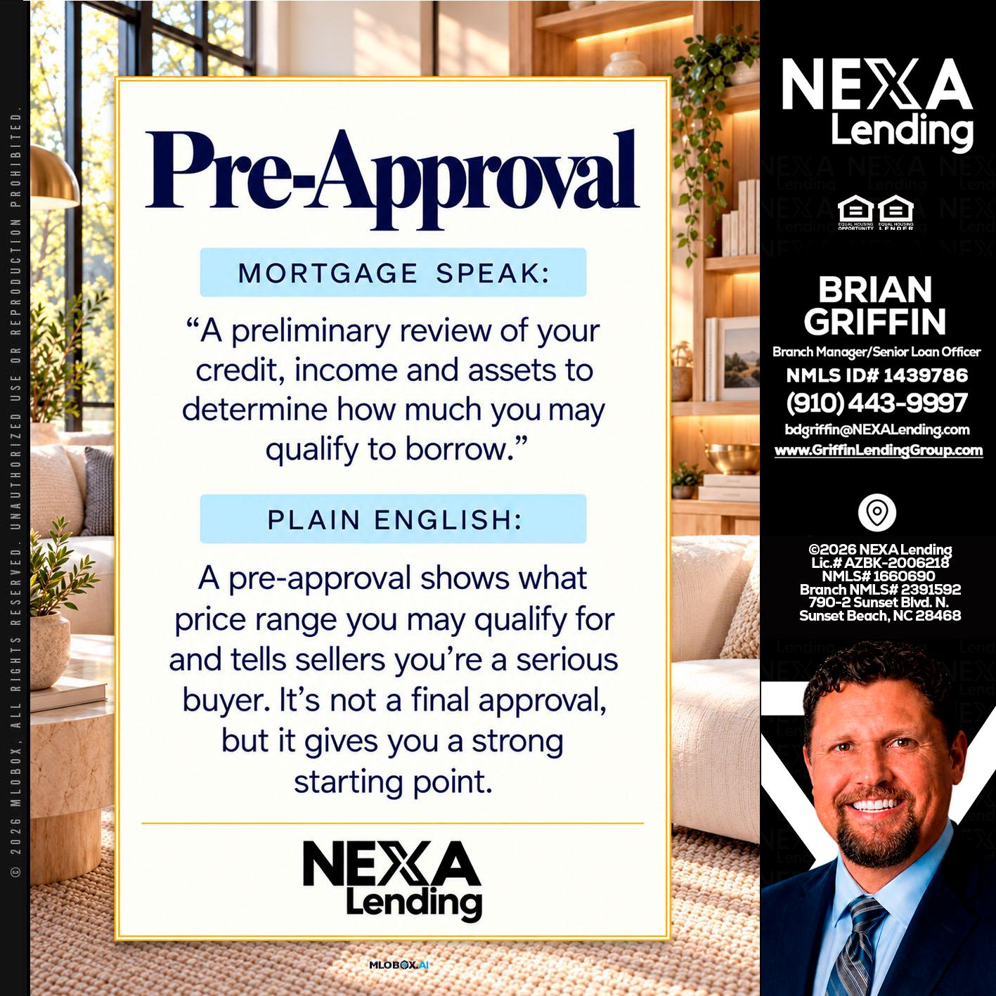 PREAPROVAL - Brian Griffin -Mortgage Broker